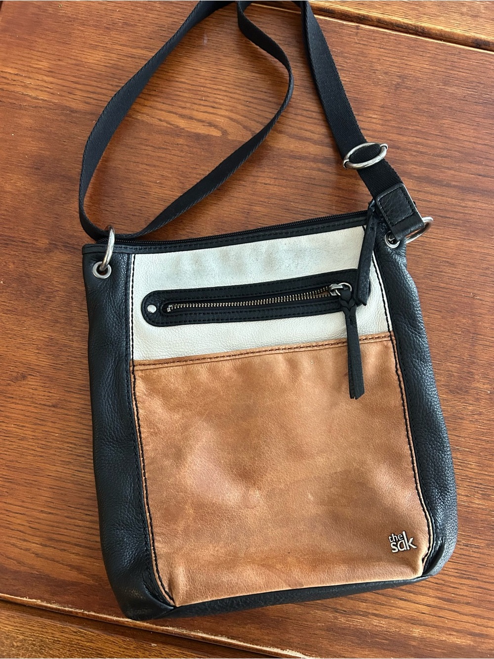The Sak Black, Cream & Tan Colorblock Crossbody Bag